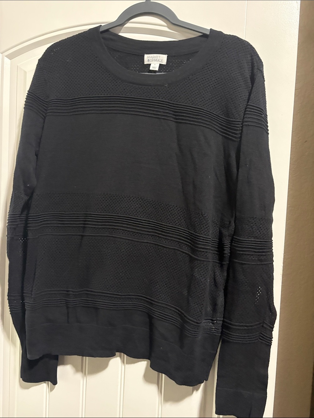 Market & Spruce women's  Black Textured Knit Sweater